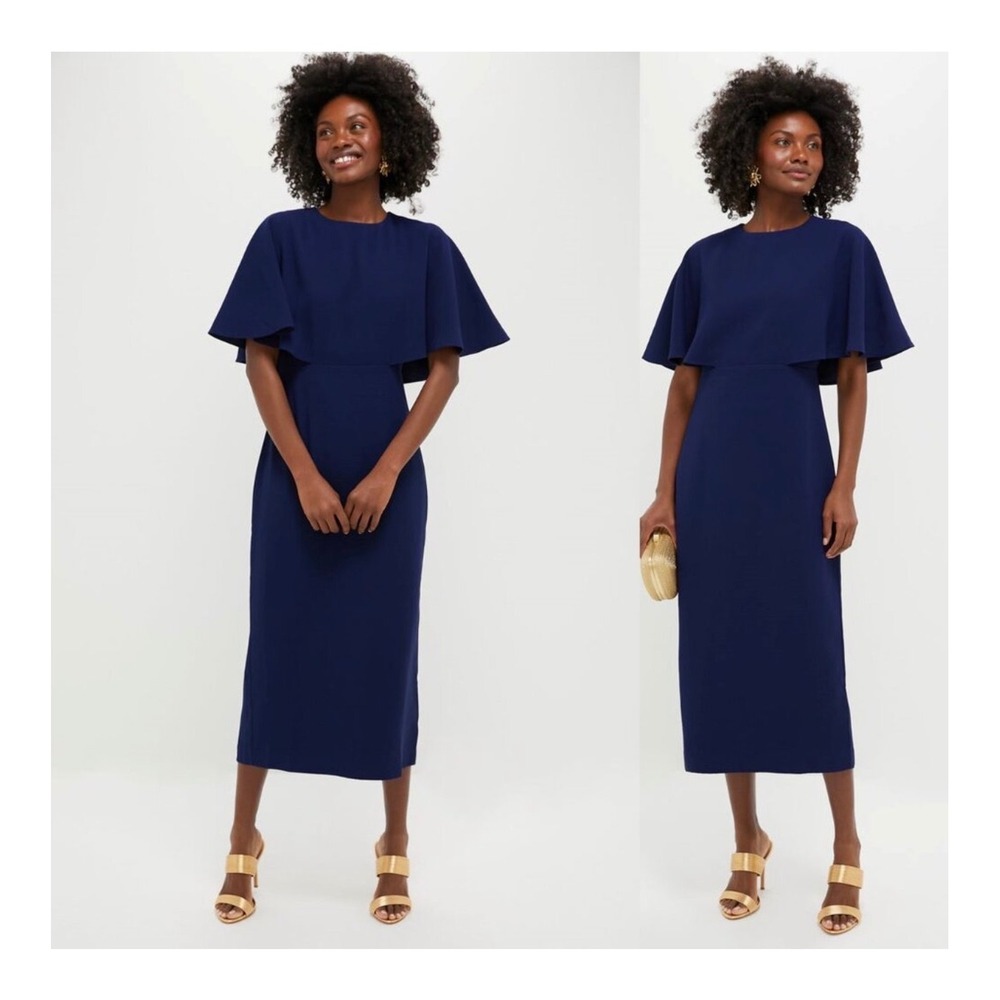 NWT Pomander Place Navy Cape Midi Dress Sz 8 Elegant Cocktail Wedding Tuckernuck